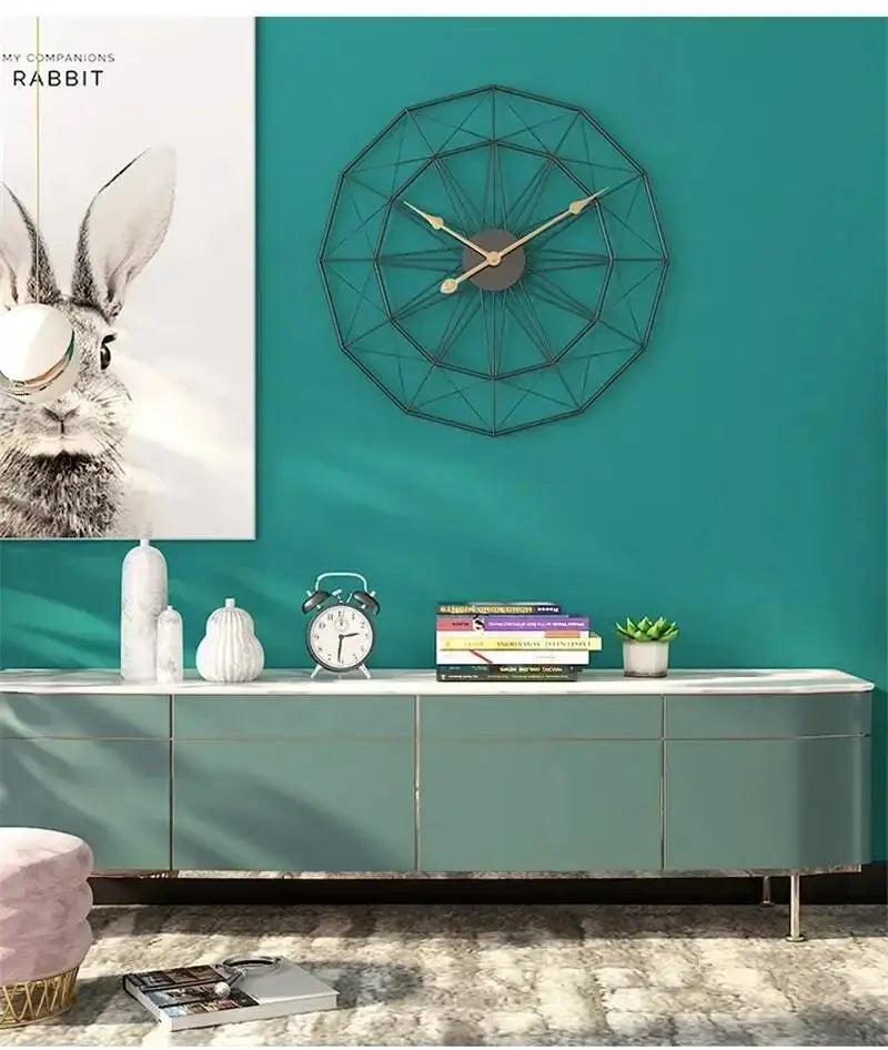 Wand für Design, großes Zimmer, 50 cm, geometrisches Büro, Eisen, Vintage-Industriestil, Uhr zum Aufhängen, Heimuhr, Dekoration, modernes Wohnen