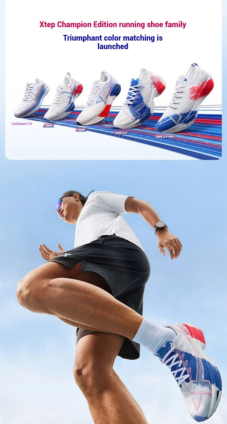 Xtep 160X 5.0 Running Shoes  Professional Marathon PB Carbon Plate Sport Shoe Non-Slip Wear-Resistant Sneakers 977119110004.