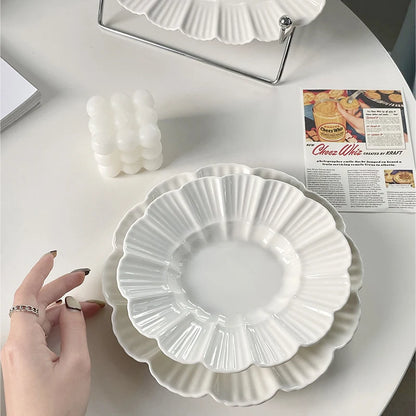 Ahunderjiaz-French Beige Ceramic Tableware Set, Underglaze Dessert Tray, Rice Bowl, Fish Plate, Kitchen Tableware Set, Cream Sty.