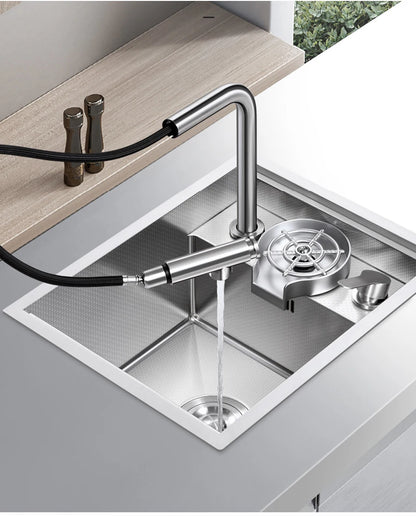 SUS 304 Island Hidden Kitchen Sink Rice Grain Embossing Prevent Scratches Handmade Bar Counter kitchen Sink With Cup Rinser