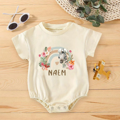 Personalisierter Regenbogen mit Namen Bubble Strampler Säugling Dschungel Geburtstag Party Kleidung Baby Übergroßer Body Niedlicher Wild One Overall