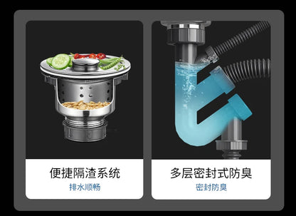 Free Standing Whole Body 100% Stainless Steel 304 Vegetables Wash Basin Kitchen Sink Pool with Bracket and Board