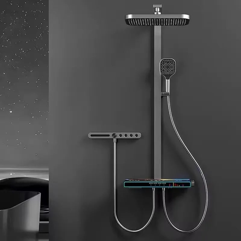 Bluetooth Music Digital Bathroom Shower System Ambient Lighting thermostatic Digital Bathroom Shower Set Faucets Accessories