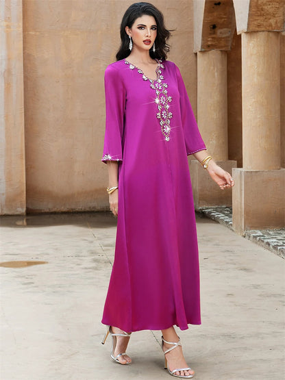 Ramadan Purple Abaya Damen Dubai Arabic Islam Prayer Clothes Muslim African Dresses For Women Kebaya Kaftan Robe Musulmane Femme.
