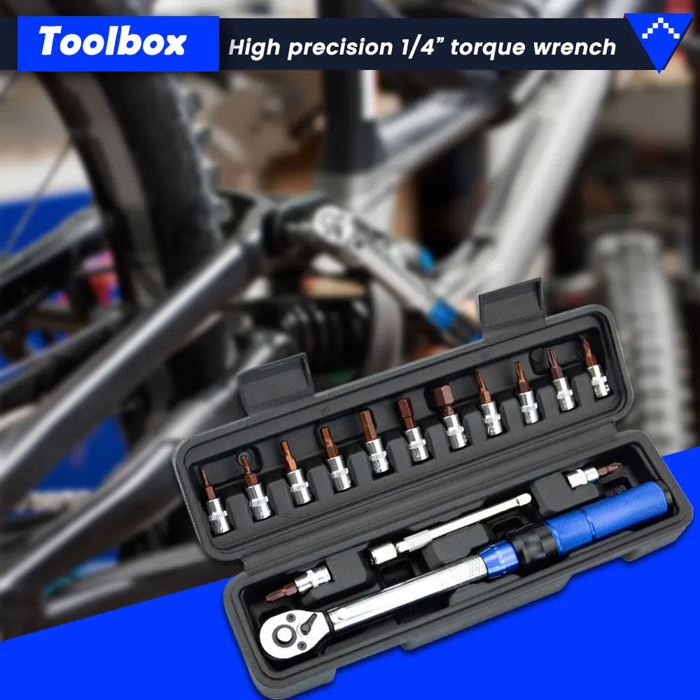 Podofo Hochpräzises Drehmomentschlüssel-Set, 2–24 NM, Einstellung, Dual-Richtungs-Ratsche mit für Auto-Motorrad-Fahrrad-Wartungswerkzeug