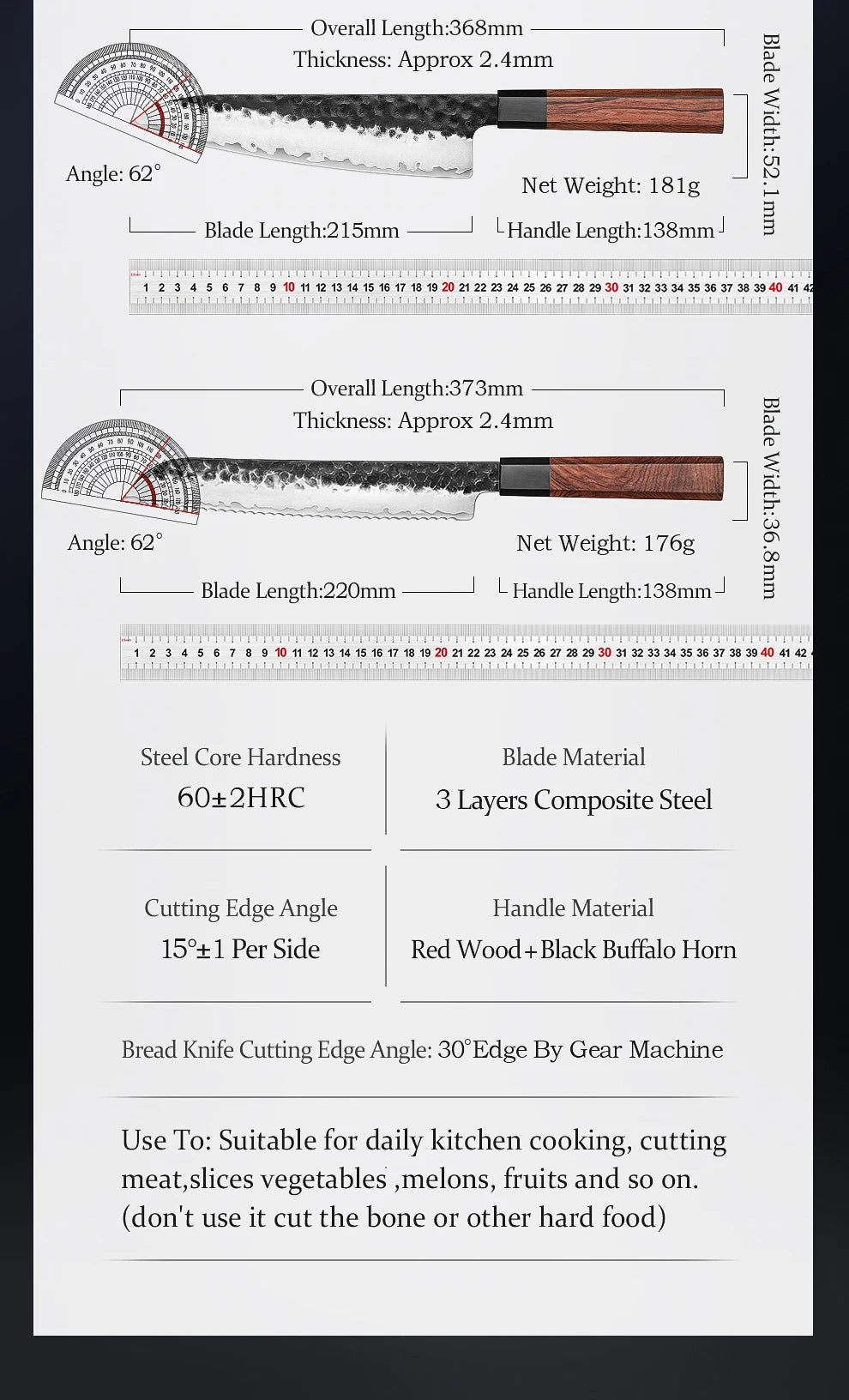 HEZHEN 1PC-5PC Kitchen Knife Set Chef Utility Stainless Steel 3 Layers Composite Steel Santoku Nakiri Kitchen Accessories.