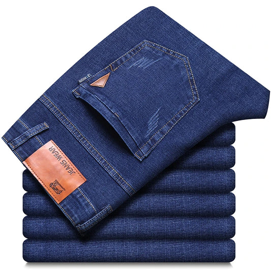 2025 frühling männer Jeans Hohe Qualität Klassischen Stil Business-Mode Schwarz Blau Slim-fit Denim Hosen Männliche Marke casual Hosen.
