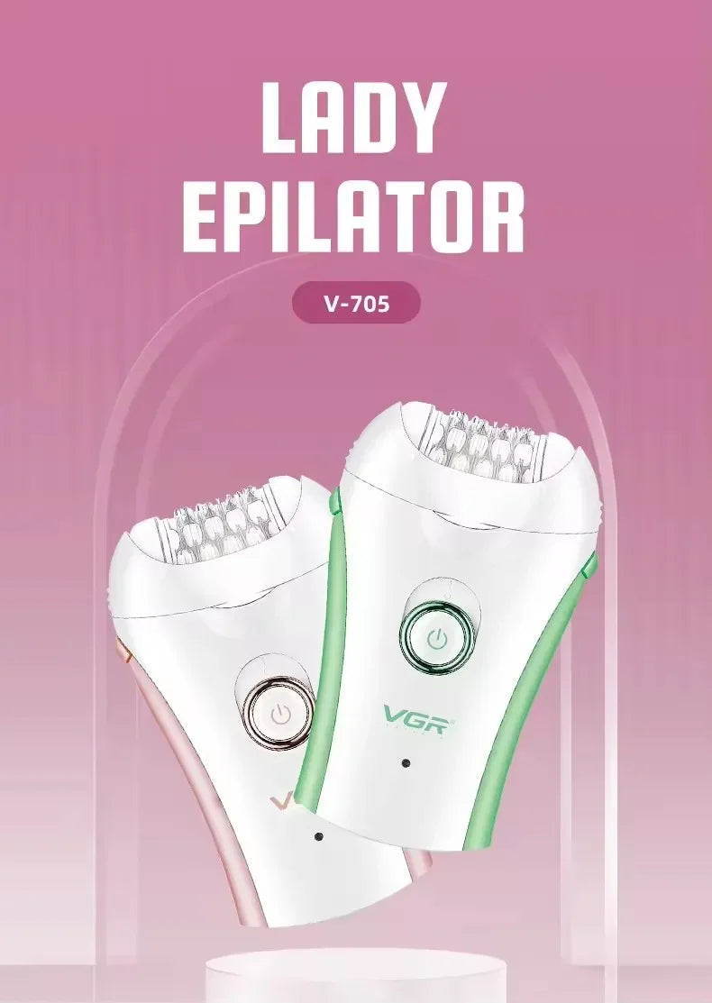 VGR Hair Remover Professional Epilator Electric Leg Body Rechargeable Underarms Portable Two Speeds Epilator for Women V-705.