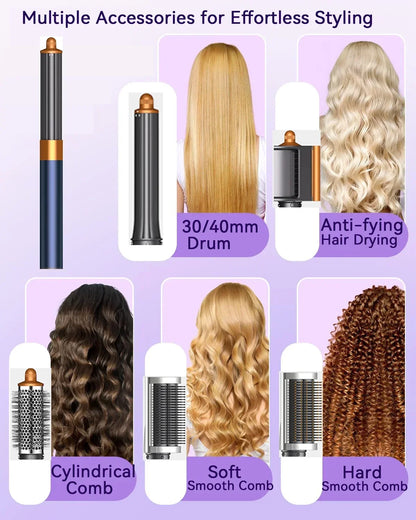 Professional 6IN1 1300W Multi-Functional Hair Styler - Dry, Straighten, Curl with Brush, Ideal for Salon & Home Use.