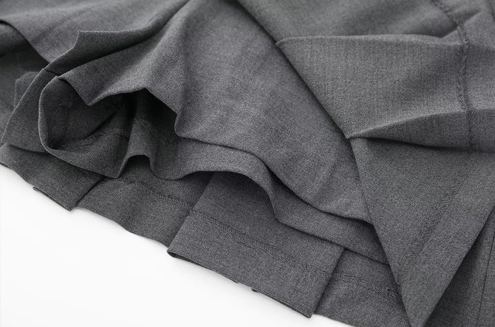 Women Fashion With Pleated Shorts Skirts Vintage High Waist Side Zipper Female Skort Mujer.