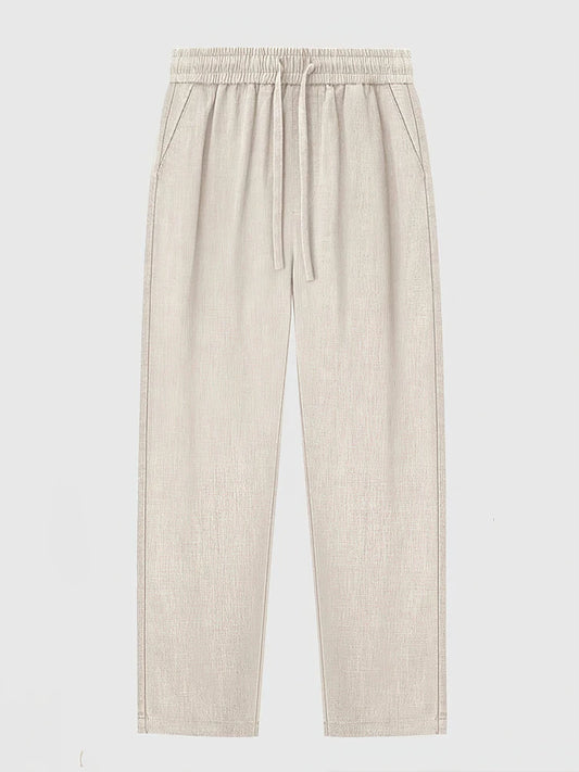 Gerade lässige Baumwoll-Leinen-Hose für Herren, weites Bein, leichte Baggy-Baumwoll-Jogginghose, männliche Sport-Jogger-gerade Arbeitshose