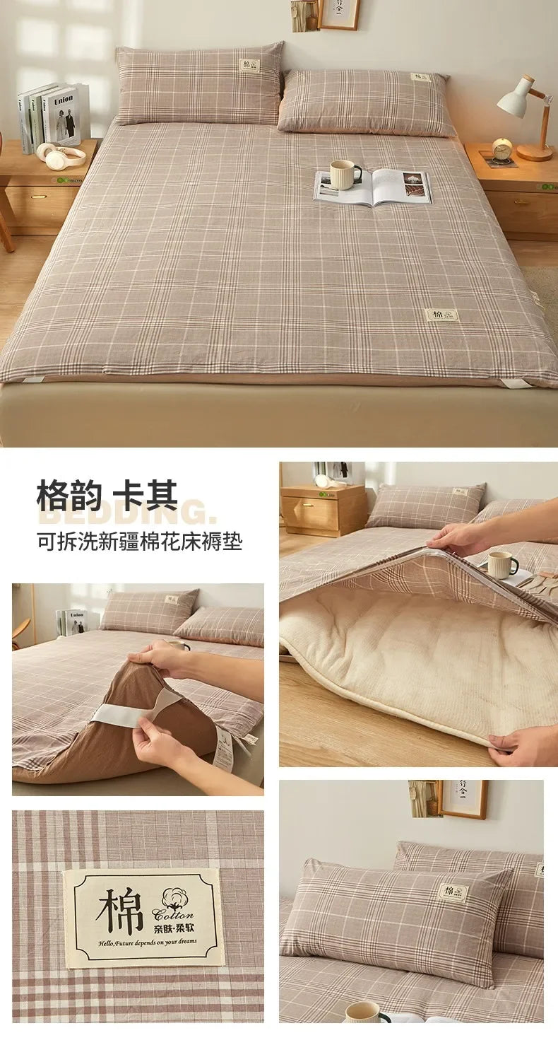 2024 removable and washable Xinjiang cotton mattress mattress fish scale net thickened winter quilt student dormitory mattress