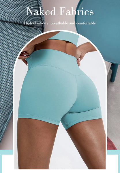 Hearuisavy Running Sports Shorts Women Buttock Lift Gym Leggings Women Cycling Slim Fit Workout Shorts High Waist Yoga Shorts.