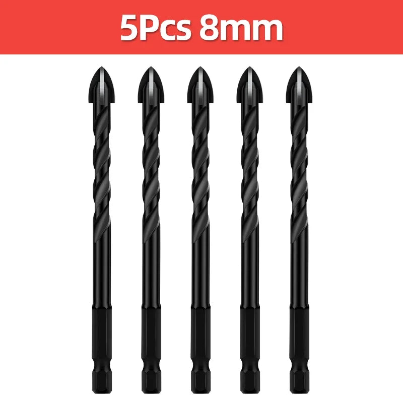 Kreuz-Sechskant-Fliesenbohrer für Glas, Beton, Keramikfliesen, Lochöffner, Tunstenkarbid, Hartmetall-Bits-Set, Werkzeuge, 3, 4, 5, 6, 8, 10, 12 mm