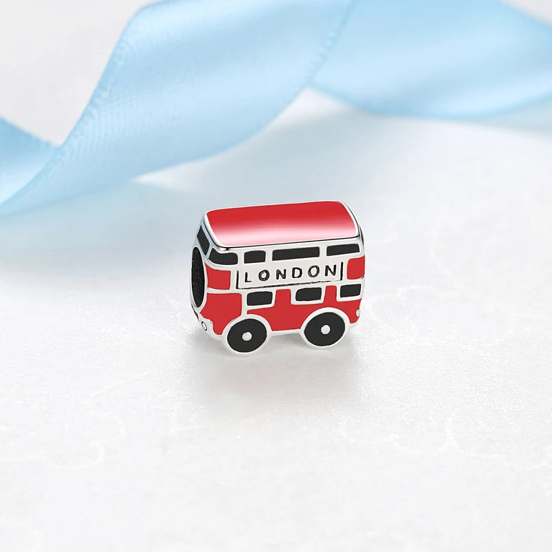 Original 925 Sterling Silver Charms Love Travel London Bus Suitcase Paris Beads Fit Brand Bracelets Necklaces Women DIY Jewelry.