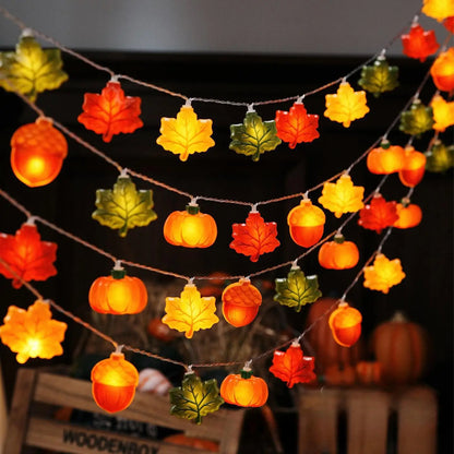 1,5/3 m Halloween LED Kürbis Lichterkette Mutter Ahornblatt Lampe Hause Weihnachten Party Dekoration Hängen Lichter Thanksgiving geschenke.