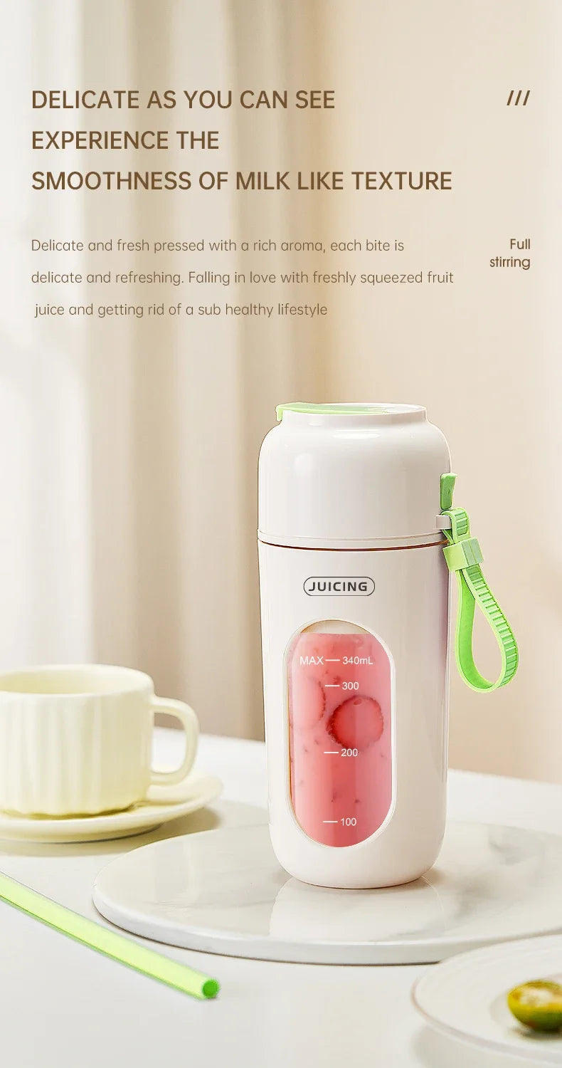 Portable Multi-function USB Wireless Juicer 12-blade Head Fast Juice Extraction 2600mAh Capacity Indoor and Outdoor Mixing Cup