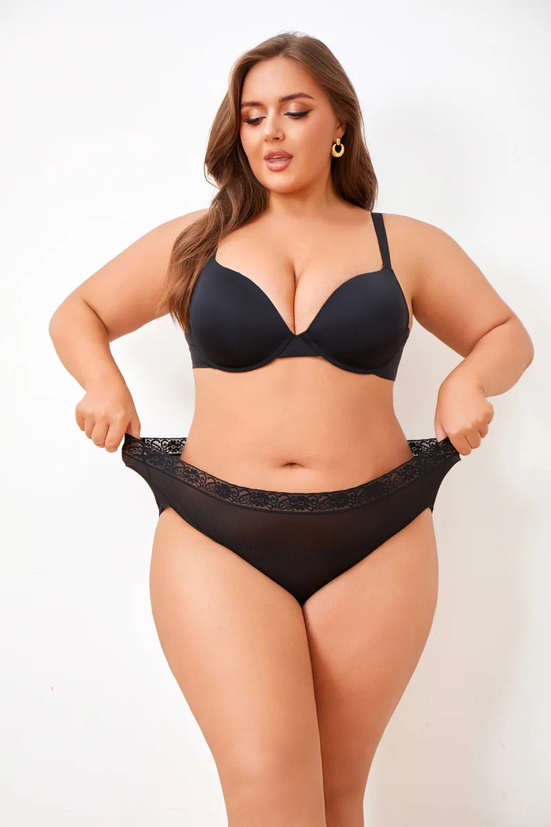 6PCS Women's Plus Size Lace Panties Seamless Solid Color Sport Cozy Physiological Underwear Female Breathable Elastic Lingerie.