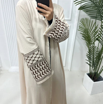 Autumn New Ramadan Open Embroidery Tassel Pink Kimono Abaya Dubai Luxury Muslim Islam Kaftan Dress Abayas Women Kebaya Caftan