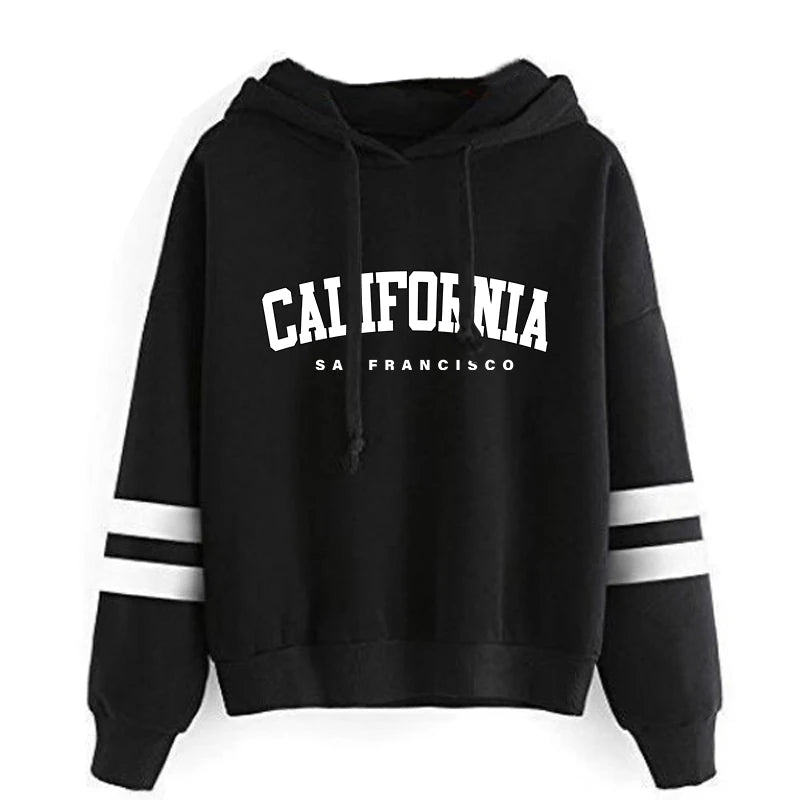 California Womens Tracksuit Casual Stripe Versatile Hooded Sweatshirt or Pants or Suit Simplicity Hot Sales Street Outfits S-3XL.