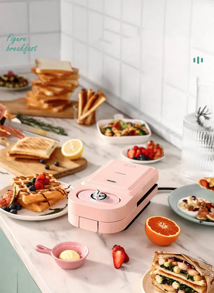 Electric Sandwich Maker Breakfast Machine Household Light Food Multi-Function Waffle Maker Takoyaki Toast Donut Pressure Toaster.