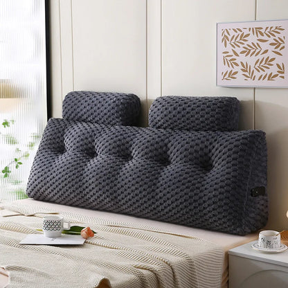 Wedge Headboard Pillow Bed Wedge Pillow for Headboard Triangular Headboard Pillow with Neck Roll Pillows with Removable Cover.