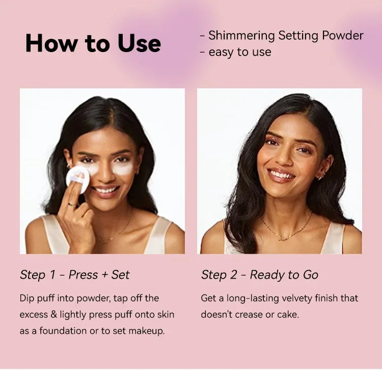 MLSIMLE 4 COLORS Natural Shimmer Pearl Setting Powder Contouring Highlighting Waterproof Sweat-proof Oil-control Makeup Powder.