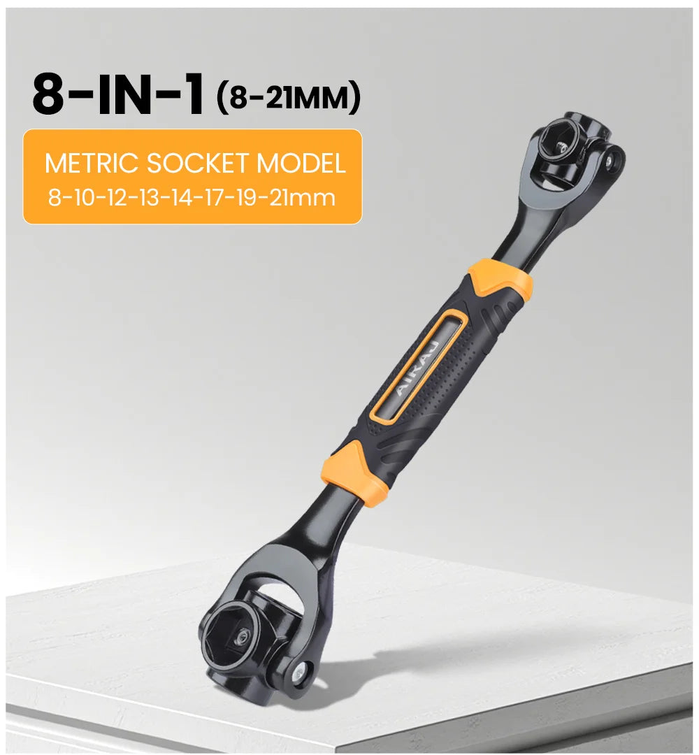 AIRAJ Schraubenschlüssel, 52-in-1-Werkzeugstecknuss, funktioniert mit Universal-Ratsche, Spline-Schrauben, Hülsen-Rotationswerkzeug, 360-Grad-Multifunktions-Handwerkzeug