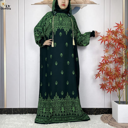 2025Hot Sales New Ramadan Muslim Double Hat Women Abaya Prayer Garment Islam Turkey Arabic Femme Abaya Prayer Kaftan Loose Robes