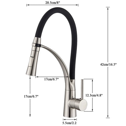 Brushed Nickel Rubber Kitchen Faucet Mixer Tap Rotation Pull Down Stream Sprayer Taps Hot Cold Water Tap One Handle Kitchen Tap