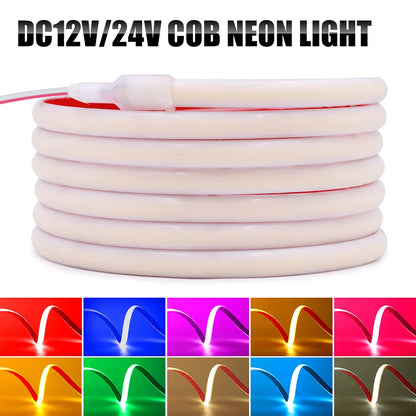 IP68 Waterproof COB LED Neon Strip Light 5m 10m 15m 20m 0.5m 12V 24V 320LED Flexible Tape Silicone Tube Lamp Liner Lighting RA90.