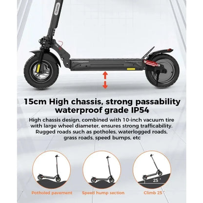 ISCOOTER IX4 Electric scooter 800W motor 48V15AH lithium battery, 10-inch off-road tires, adult foldable electric scooters.