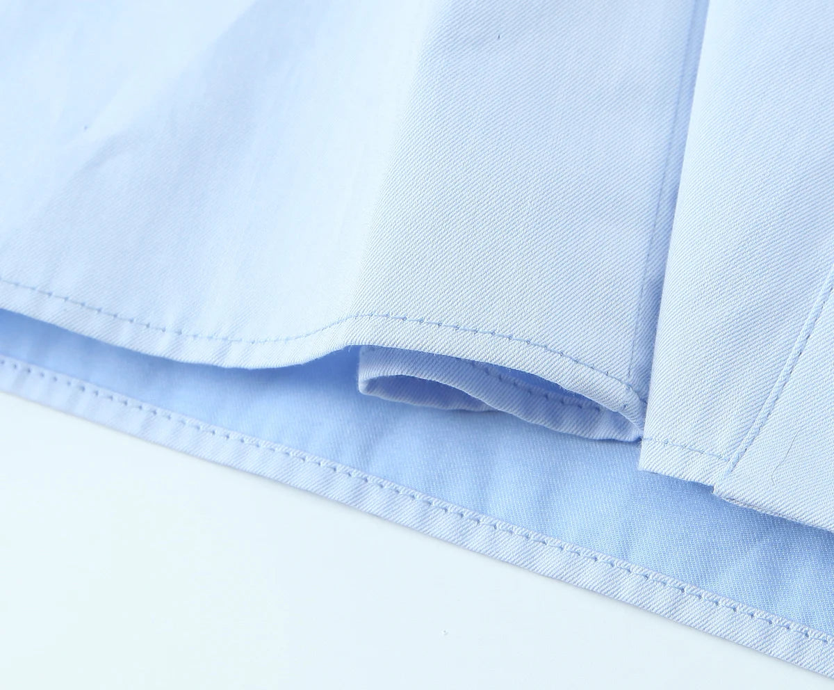 KONDALA Fall Women Elegant Blue Shirt Lapel Waist Buttons Shirt Office Lady Tops New 2025 Spring Autumn Fashion Commuter Shirt.