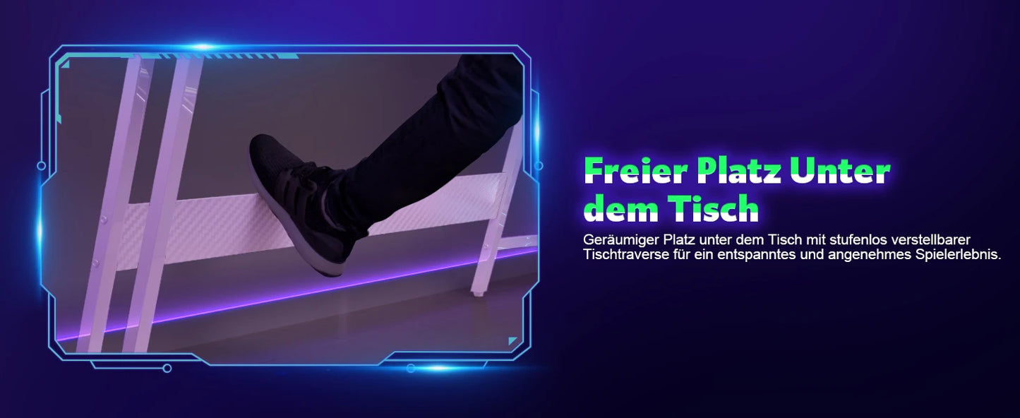 L-Form Gaming-Schreibtisch mit Monitorständer, großer PC-Computertisch für Gamer, Eckschreibtisch, Kohlefase