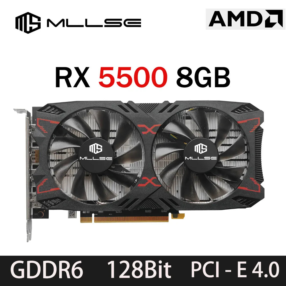 MLLSE Graphics Card RX 5500 8gb Placa De Video Gaming 7NM 128bit GDDR6 8Pin PCI Express 4.0 x 8 1717MHz DP*3 Desktop.