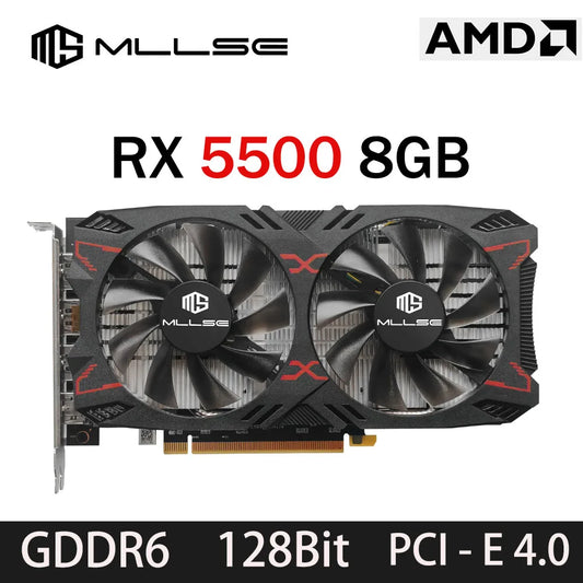 MLLSE Graphics Card RX 5500 8gb Placa De Video Gaming 7NM 128bit GDDR6 8Pin PCI Express 4.0 x 8 1717MHz DP*3 Desktop.