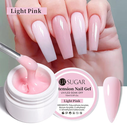 UR SUGAR 7.5ml Acrylic Extension Nail Gel Quick Building Clear Pink Gel Polish Nail Tips extension nail gel  Nail Art Soak Off.