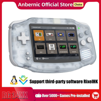 ANBERNIC RG34XX 64Bit Retro Handheld Game Player 3.4-inch IPS Screen HD-Out Portable Game Console 3500mAh streaming With APP.
