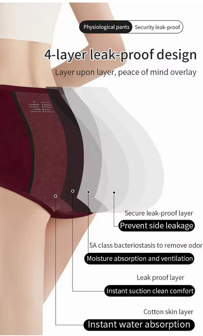 Leakproof Mid-Rise Breathable Women Menstural Period Panties Incontinence Underwear Super Absorption Briefs Female Dropshipping.