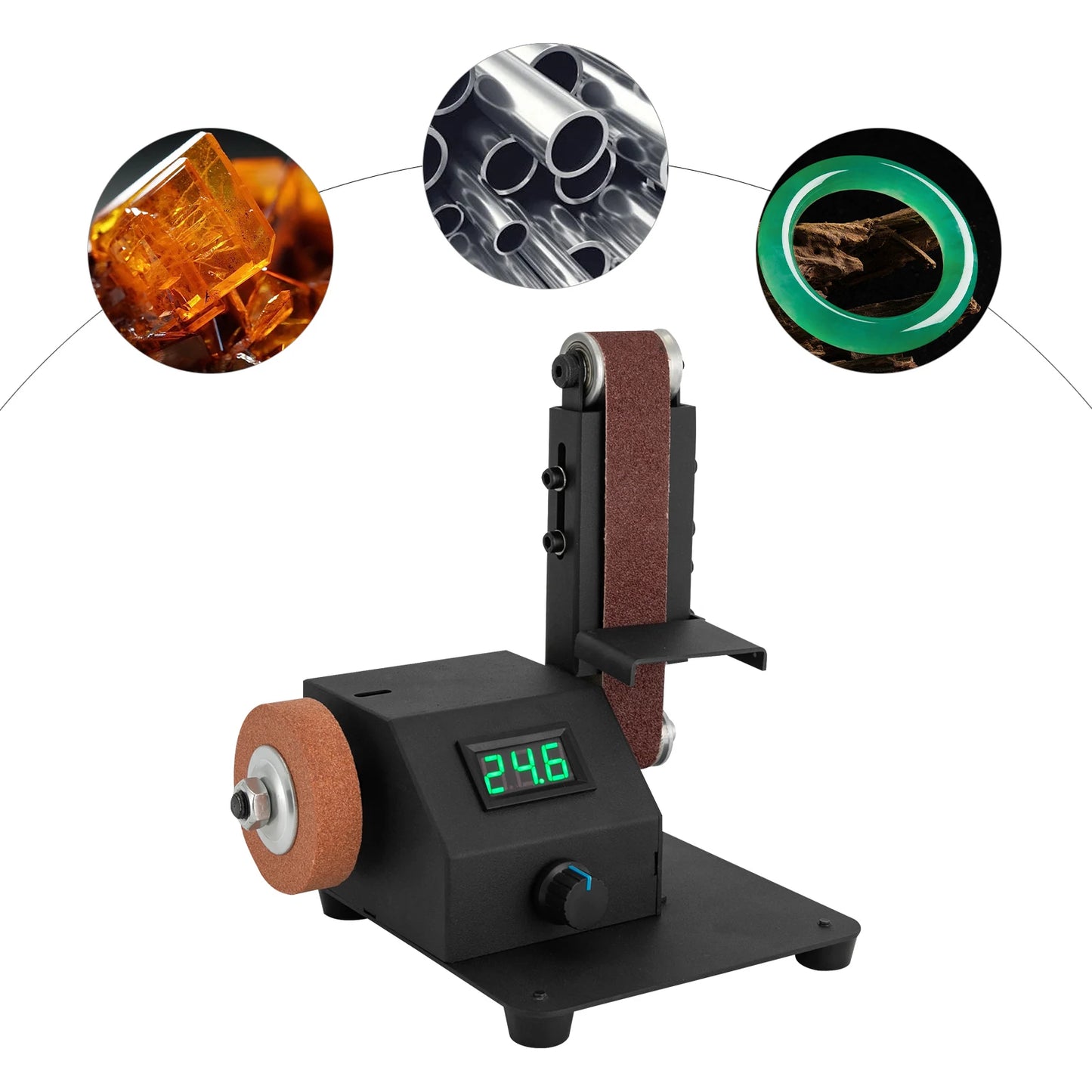 Elektrischer Mini-Bandschleifer zum Selbermachen, 350 W, für die Messerherstellung, Upgrade des Messerschärfs mit 10 Stück Schleifband