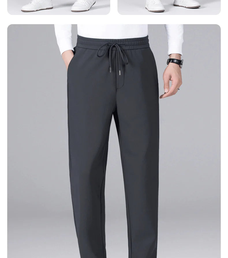 M-9XL Plus Velvet Trousers Men's Plus Size Autumn and Winter Thickened Casual Sports Pants Fat Mid-high Waist Solid Color Pants.