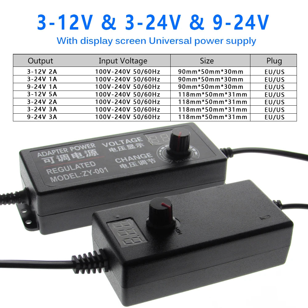 AC DC Adjustable Power Supply 3V 5V 6V 9V 12V 15V 18V 24V 1A 2A 5A AC/DC Switching Power Supply Adapter 220V To 12V 24V 12 24 V.