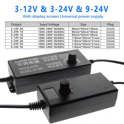 AC DC Adjustable Power Supply 3V 5V 6V 9V 12V 15V 18V 24V 1A 2A 5A AC/DC Switching Power Supply Adapter 220V To 12V 24V 12 24 V.