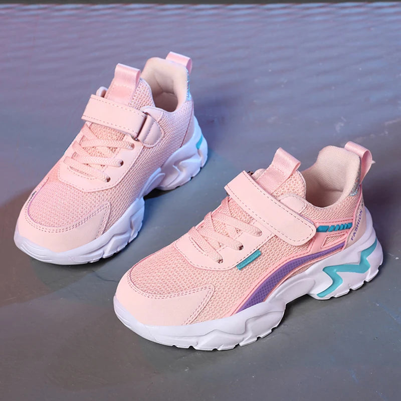 Trendy Lightweight Children Girls' School Shoes Anti-Slip Breathable Outdoor Casual Walking Sneaker Size 28-39.