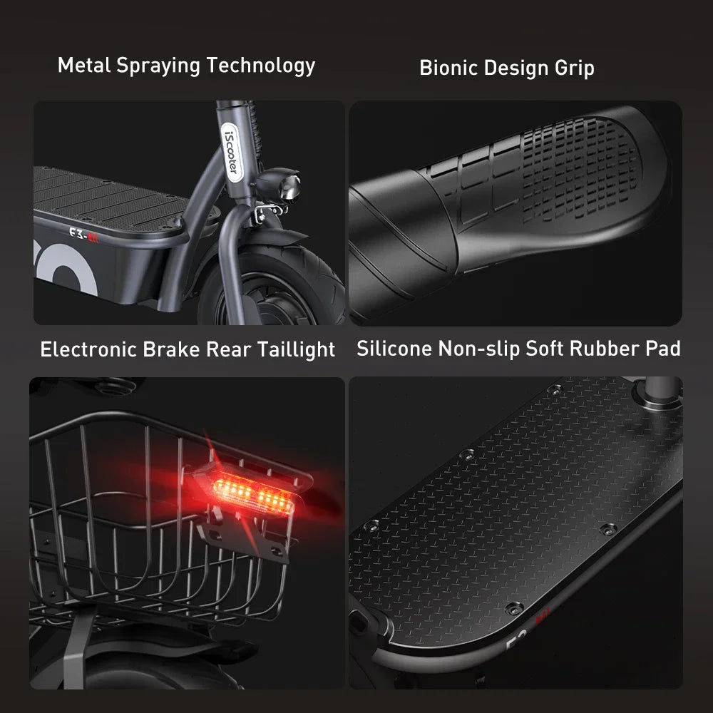 ISCOOTER F3 Electric scooter 1000W motor 48V13AH battery foldable electric scooter, adult electric scooter with seat 45 km/h.