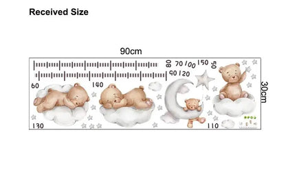 Cute Bear Moon Star Wall Stickers for Kids Rooms Girls Boys Baby Room Decoration Kawaii Cartoon Animal Nursery Wallpaper Vinyl