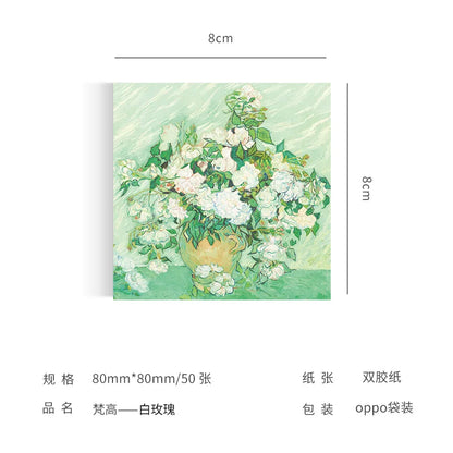 Malerei Memo Pad Monet Van Gogh Keine-klebrige Hinweis Aufkleber Scrapbooking DIY Notizblock Tagebuch Schreibwaren Schule Liefert