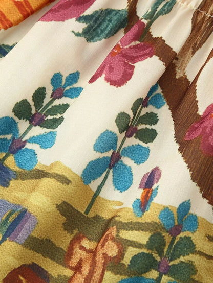 2025 herbst Frau Elegante O Neck A-Line Maxi Kleid Sommer Vintage Elegante Chic Frauen Elastische Büste Kleid Drucken Lange Plissee kleid.