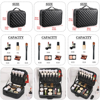 Three-layer Cosmetic Case Large Waterproof Oxford Cloth Manicure Makeup Toolbox,Travel Underwear Storage Box.