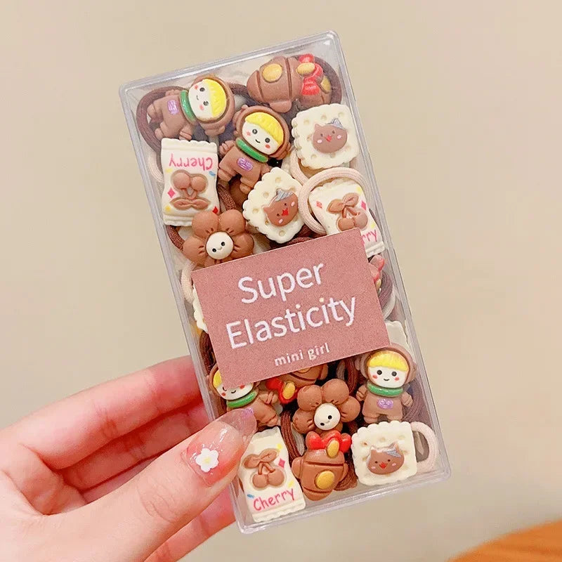 Coffee Color Children's Cute Cartoon Hair Rope Baby Thumb Loop Does Not Hurt Rubber Band Headwear Baby Tie Head  Small Pull